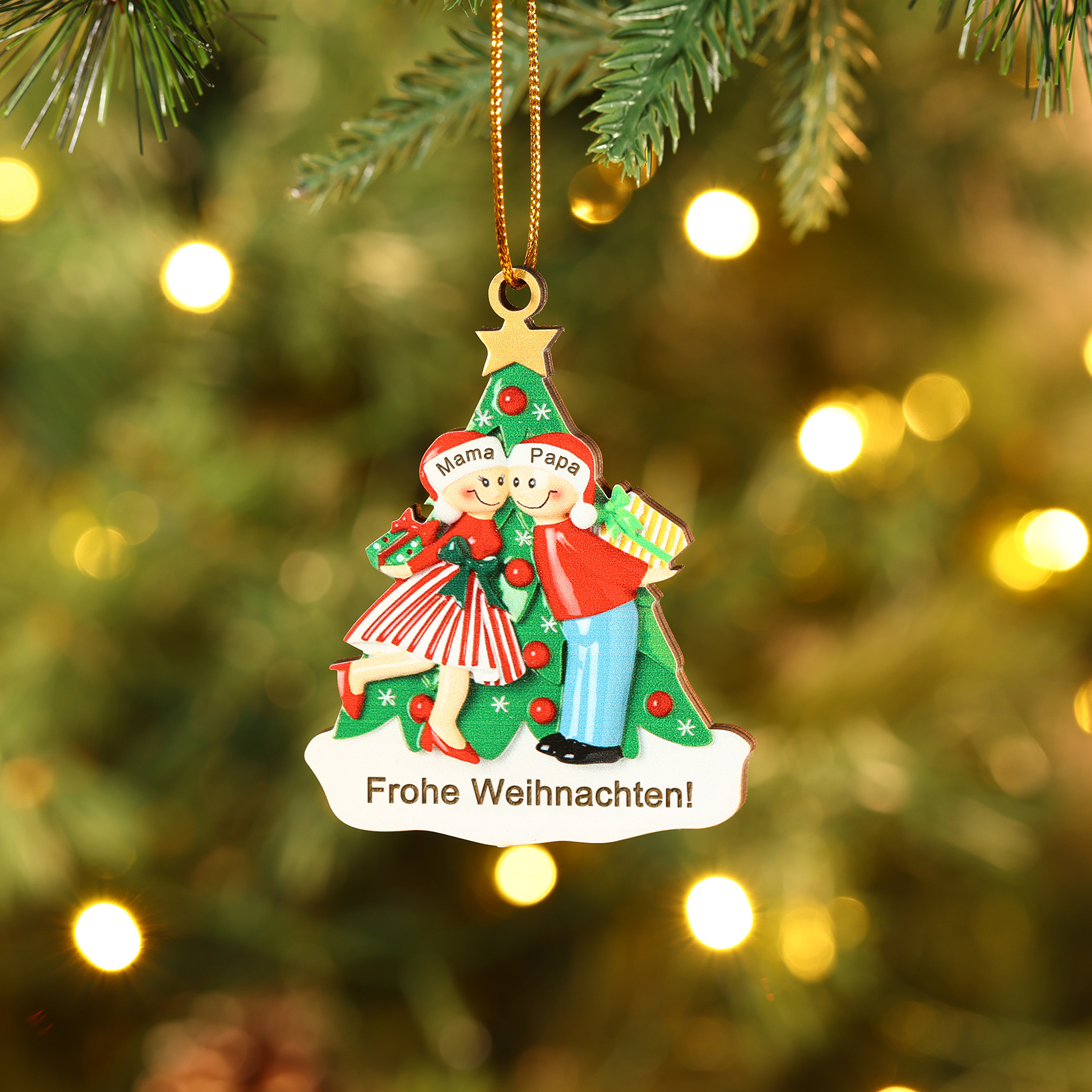 Personalisierte 2-5 Namen & Text Weihnachtsornament Weihnachtsbaum Holz-Anhänger für Familie