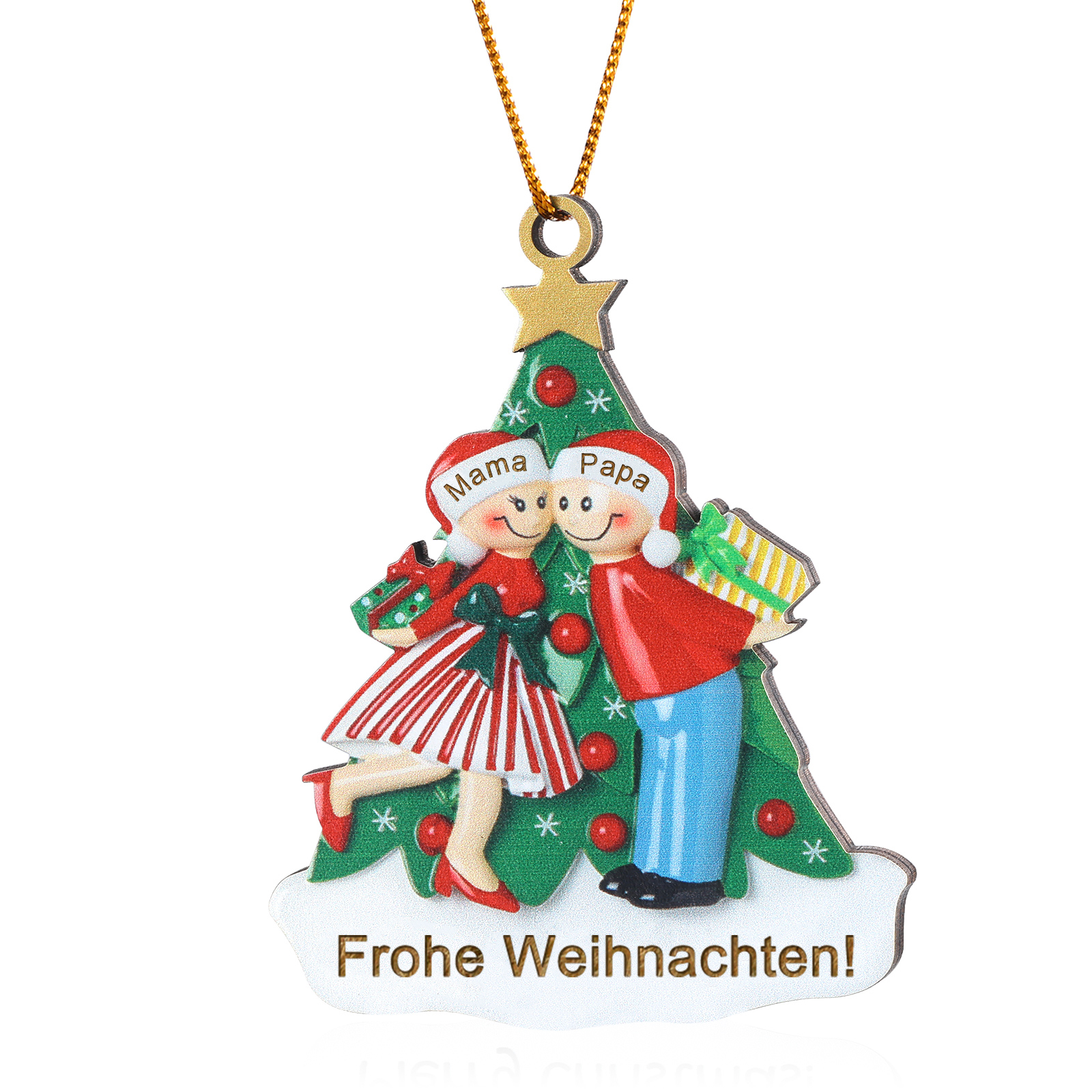 Personalisierte 2-5 Namen & Text Weihnachtsornament Weihnachtsbaum Holz-Anhänger für Familie
