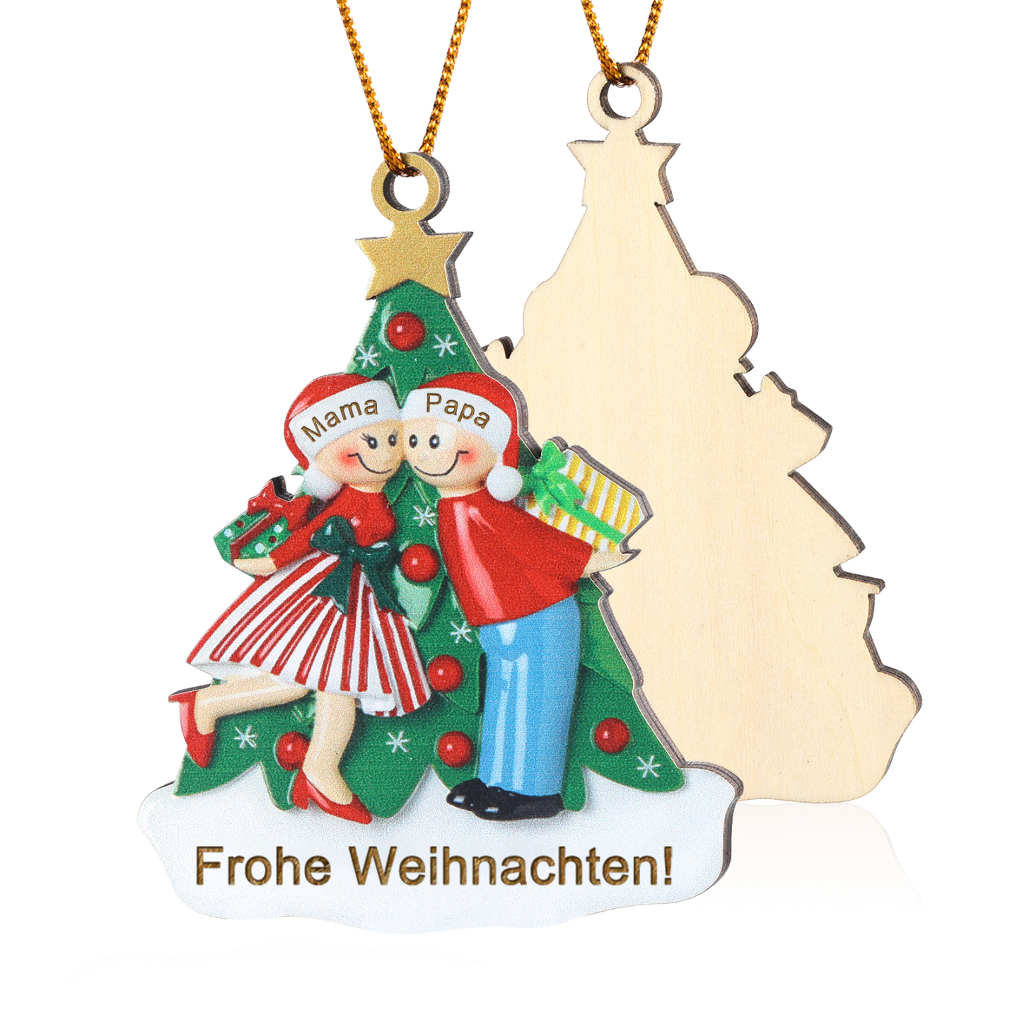 Personalisierte 2-5 Namen & Text Weihnachtsornament Weihnachtsbaum Holz-Anhänger für Familie