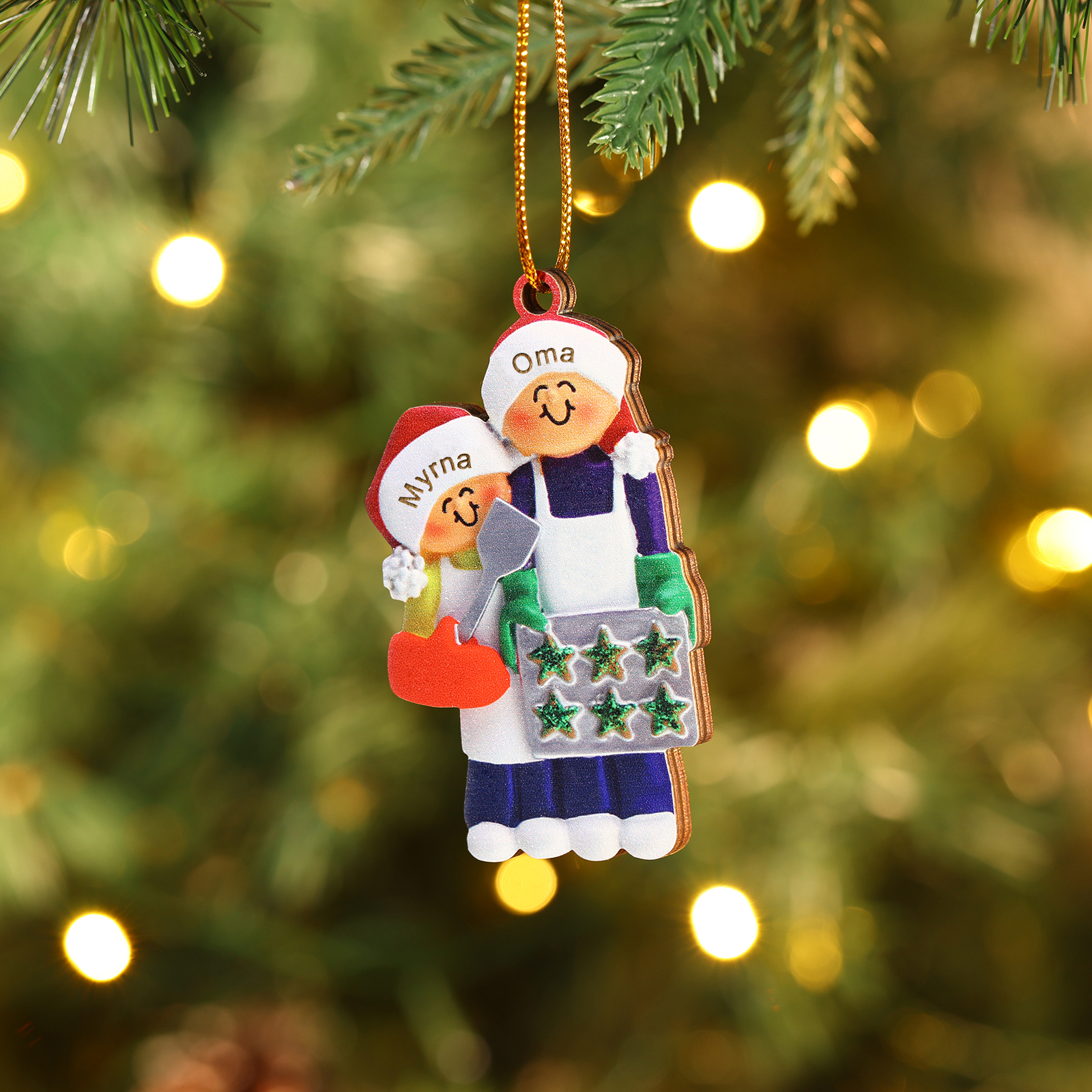 Personalisierte 2-5 Namen Weihnachtsornament Weihnachtsbaum Holz-Anhän