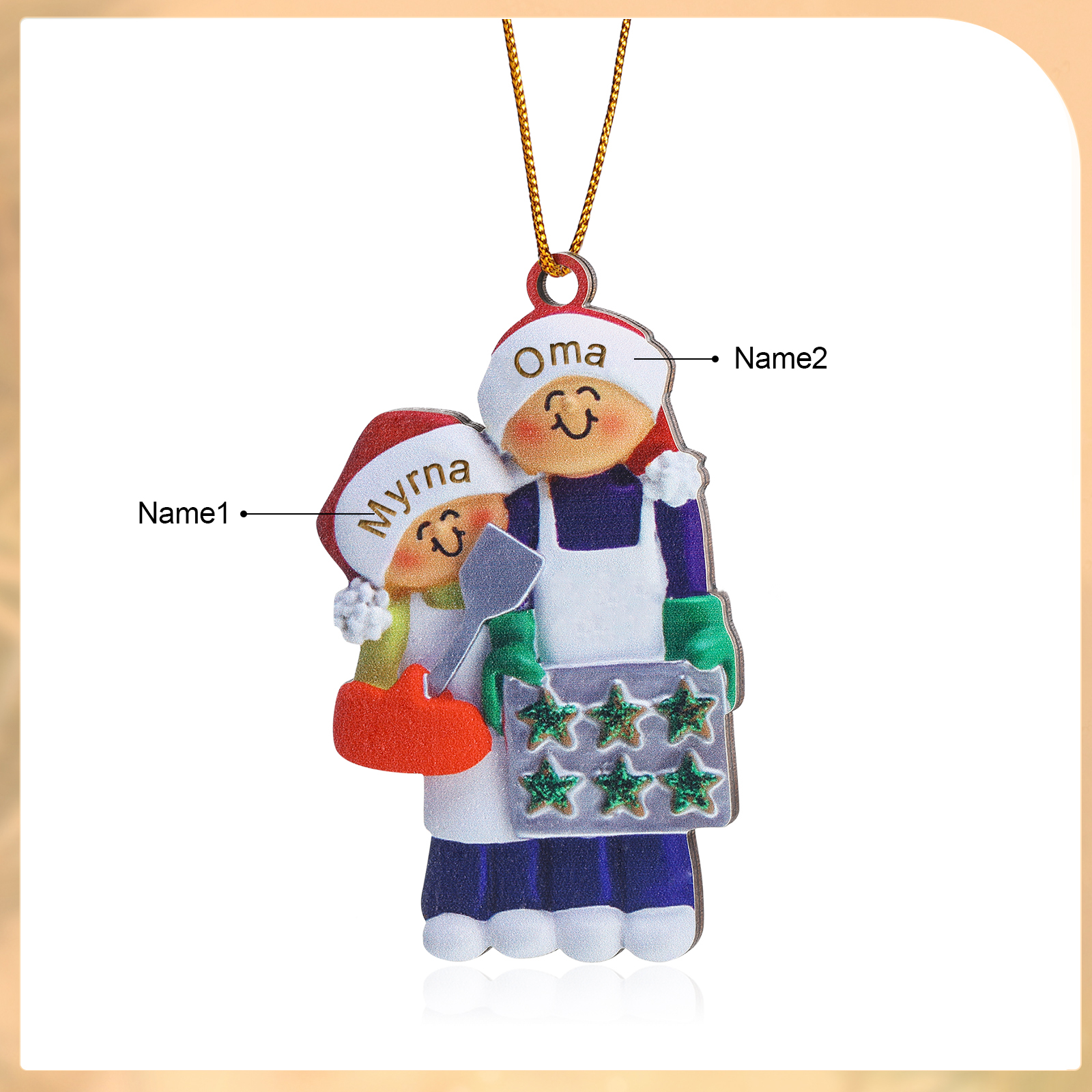 Personalisierte 2-5 Namen Weihnachtsornament Weihnachtsbaum Holz-Anhänger – Perfektes Geschenk für Oma