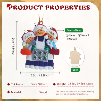 Personalisierte 2-5 Namen Weihnachtsornament Weihnachtsbaum Holz-Anhänger – Perfektes Geschenk für Oma