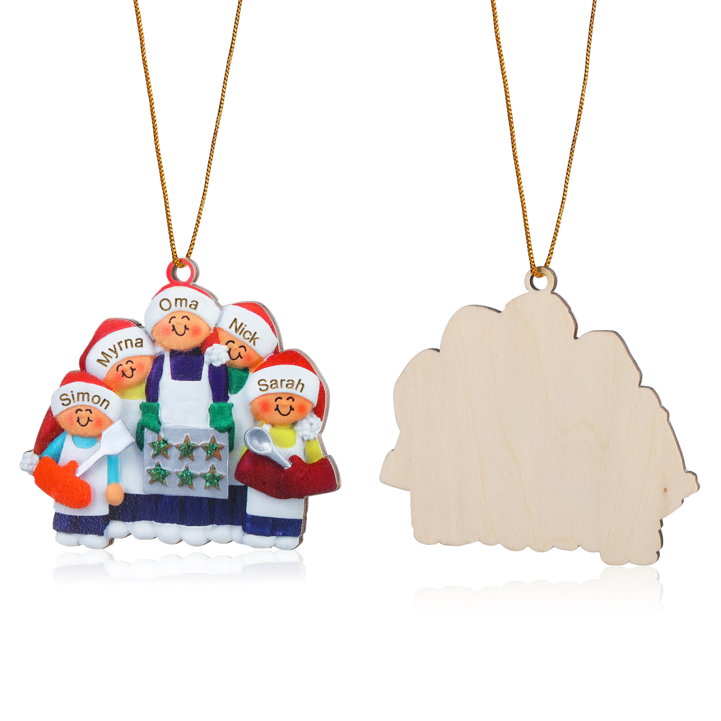 Personalisierte 2-5 Namen Weihnachtsornament Weihnachtsbaum Holz-Anhänger – Perfektes Geschenk für Oma