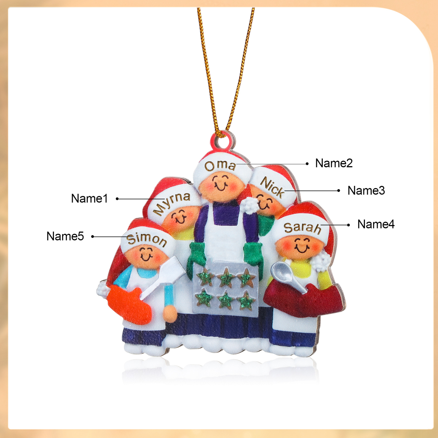 Personalisierte 2-5 Namen Weihnachtsornament Weihnachtsbaum Holz-Anhänger – Perfektes Geschenk für Oma