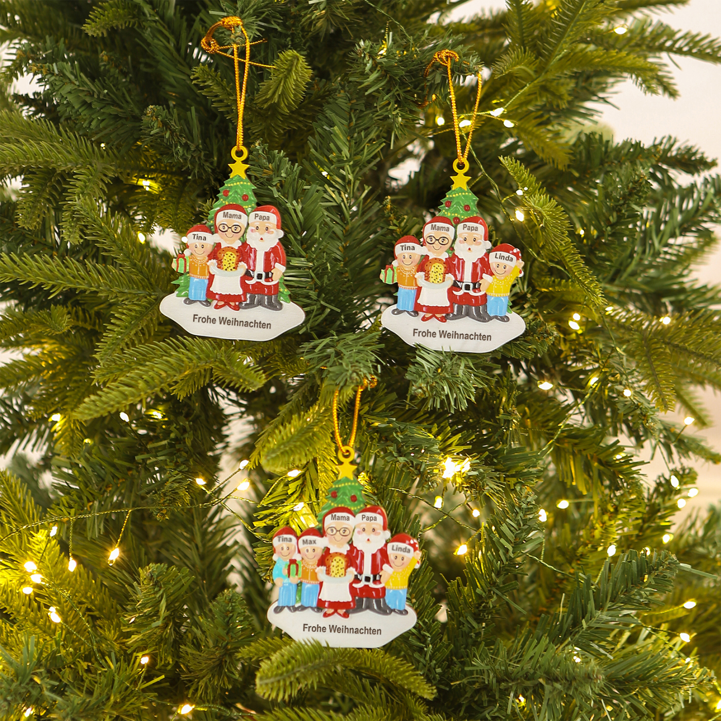 Holz Personalisierter 3-5 Namen & Text Weihnachtsornament – Familie Holzanhänger