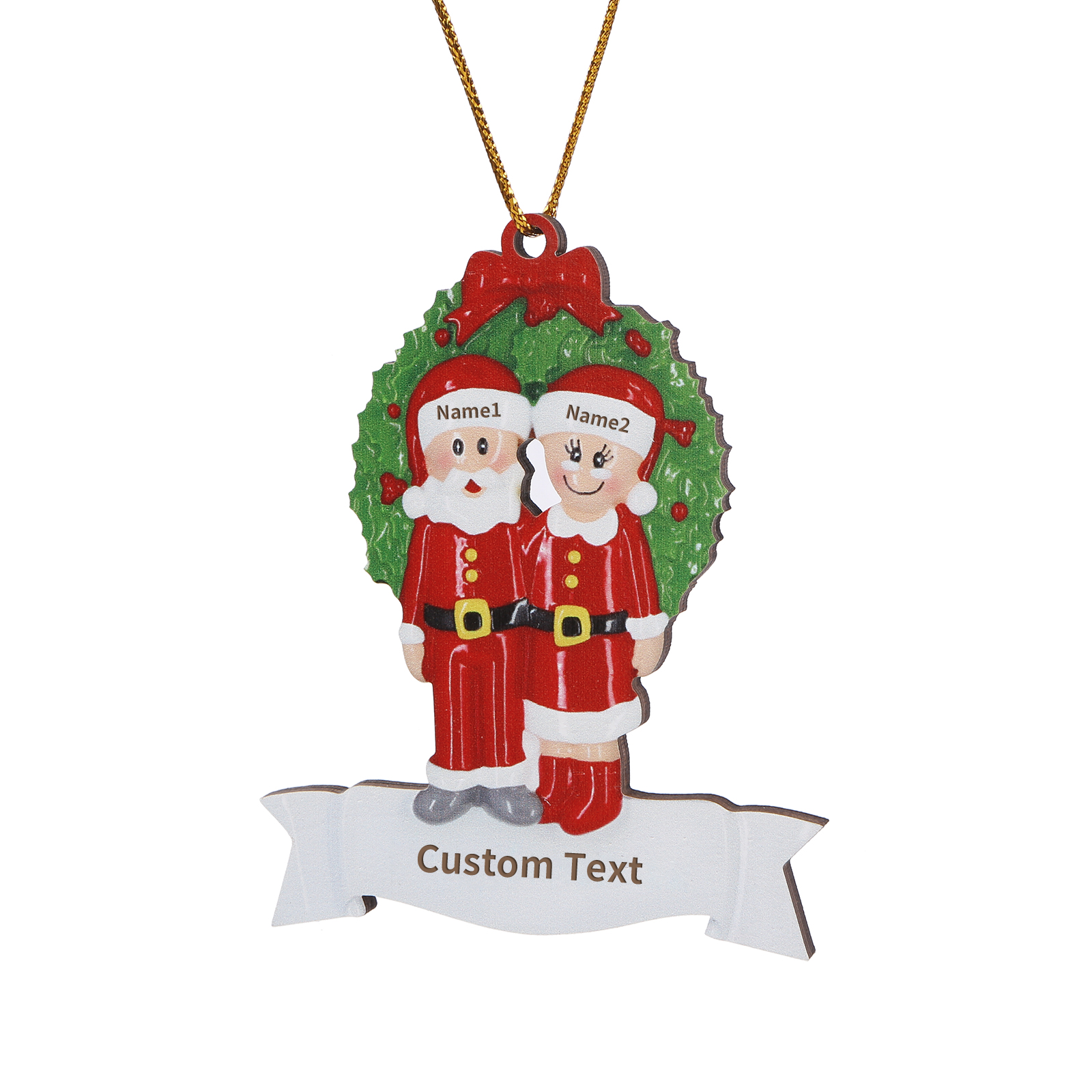 Holz Personalisierter Text & 2-5 Namen Weihnachtsmann Weihnachtsornament – Festlicher Holzanhänger für Familie