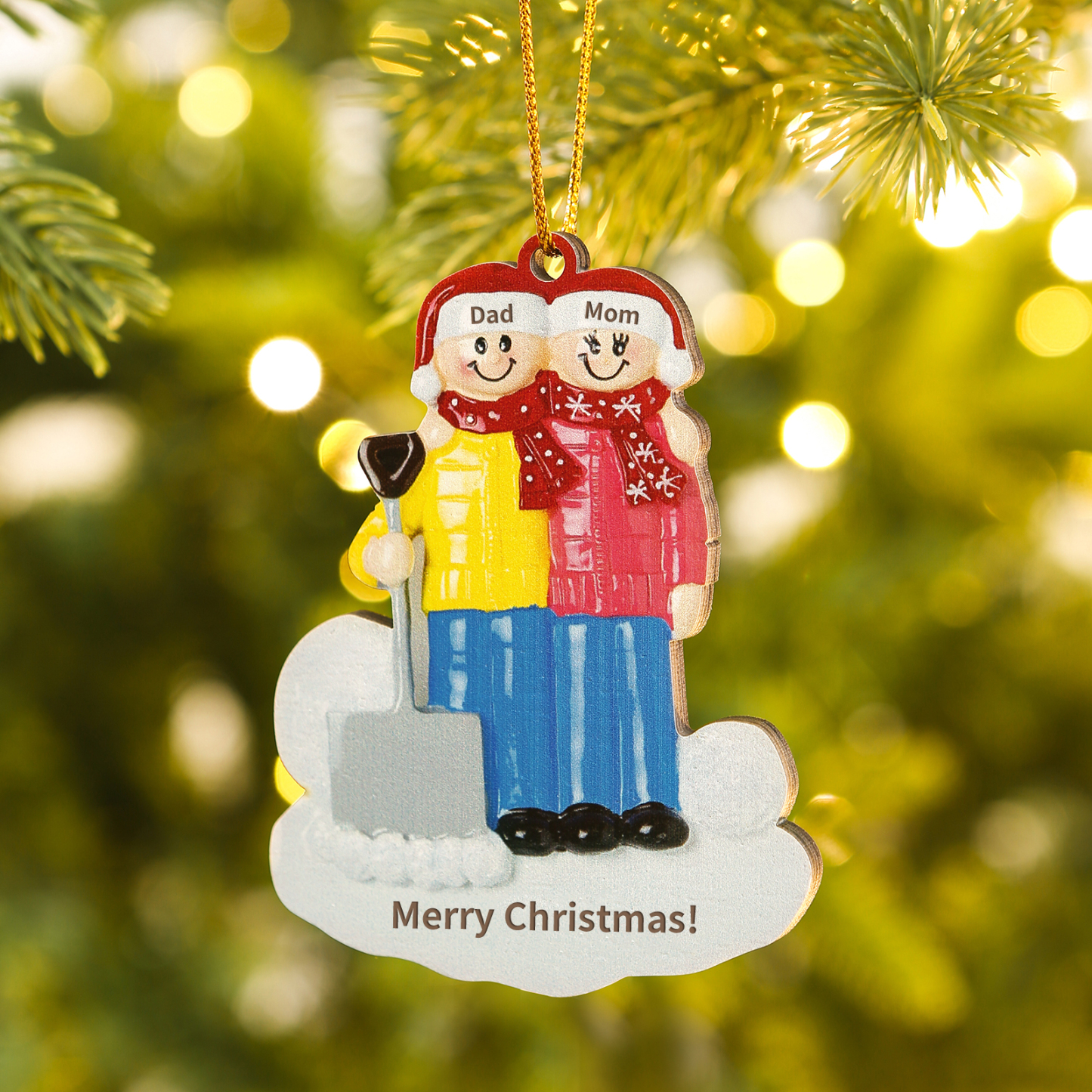 Holz Personalisierter Text & 2-5 Namen Familie Schneeschaufelteam Ornament Weihnachtsornament