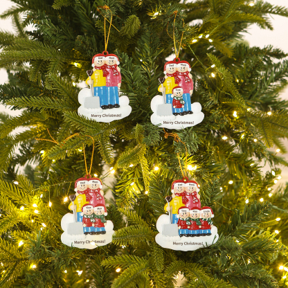 Holz Personalisierter Text & 2-5 Namen Familie Schneeschaufelteam Ornament Weihnachtsornament