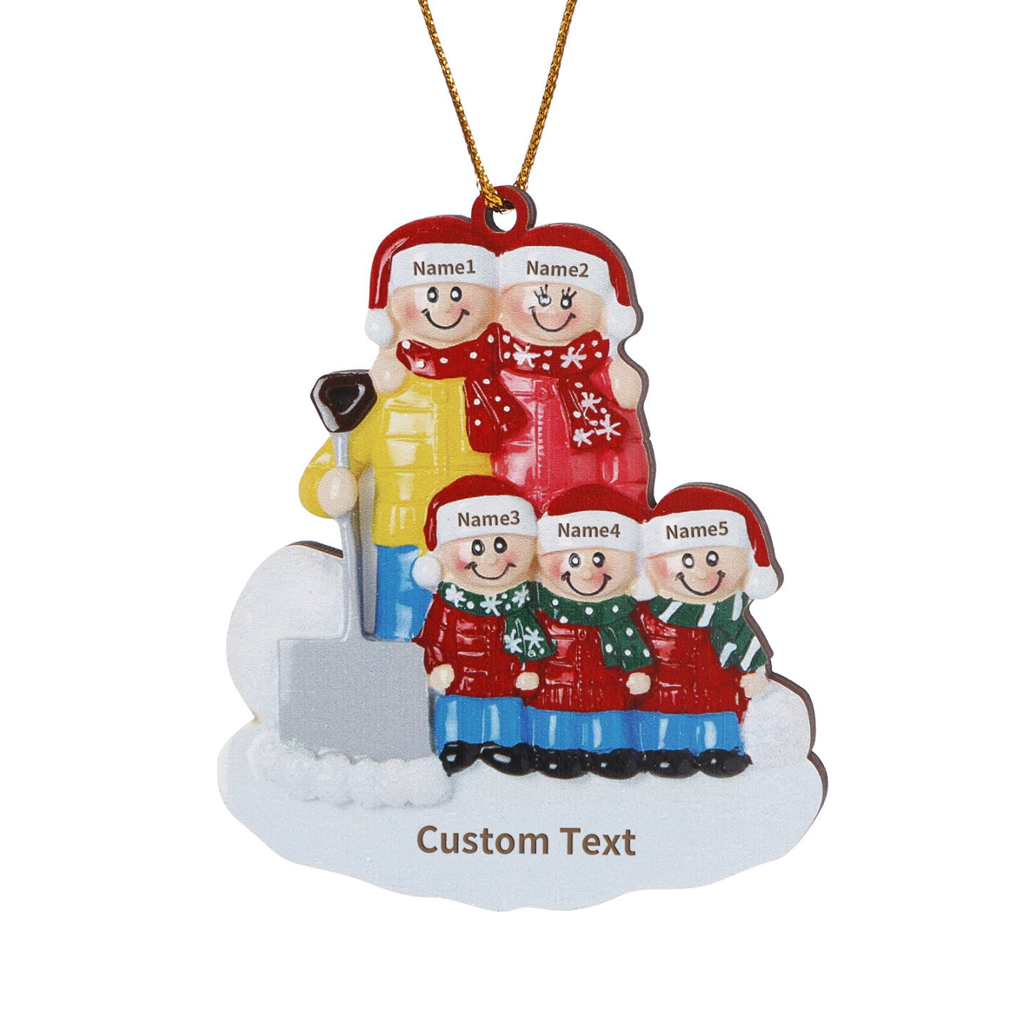 Holz Personalisierter Text & 2-5 Namen Familie Schneeschaufelteam Ornament Weihnachtsornament