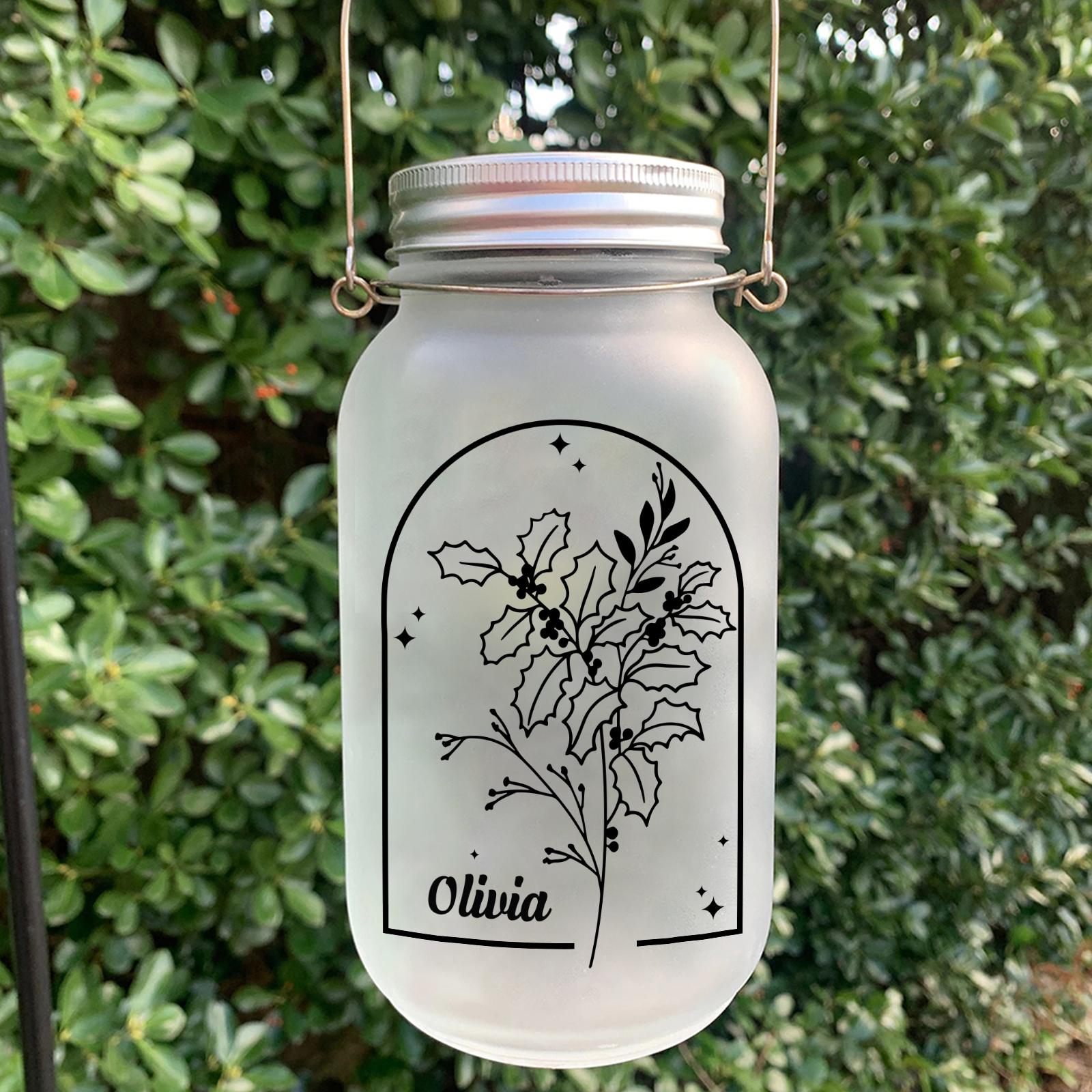 Personalisierte 1 Name & Geburtsblume Leuchtflasche –Du Bist schön– Glasflaschen Dekoration