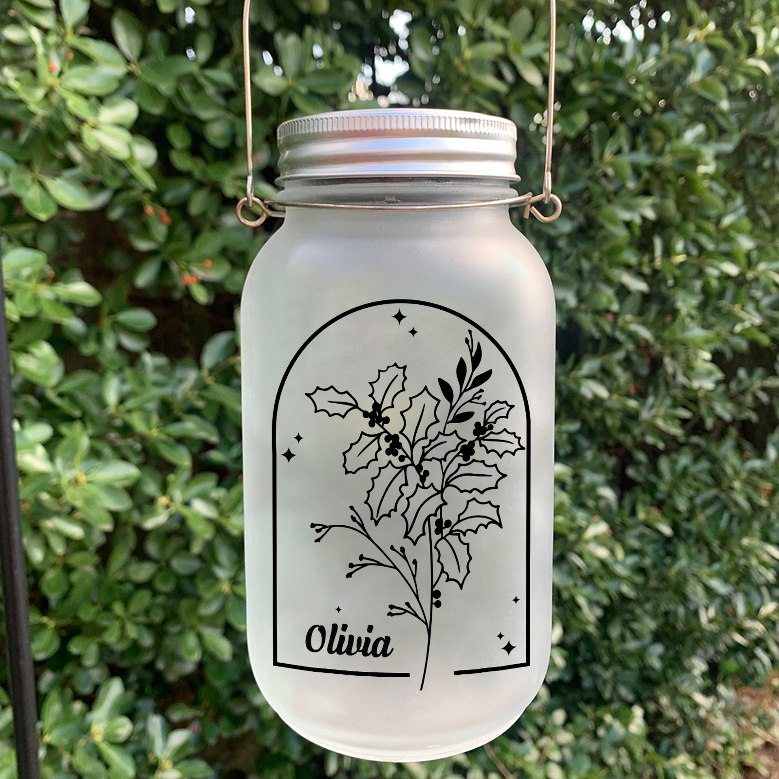 Personalisierte 1 Name & Geburtsblume Leuchtflasche –Du Bist schön– Glasflaschen Dekoration