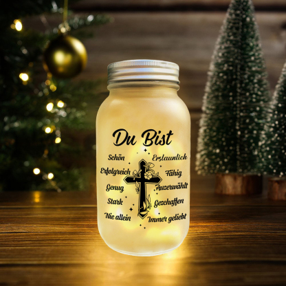 Personalisierte 1 Name & Geburtsblume Leuchtflasche –Du Bist schön– Glasflaschen Dekoration