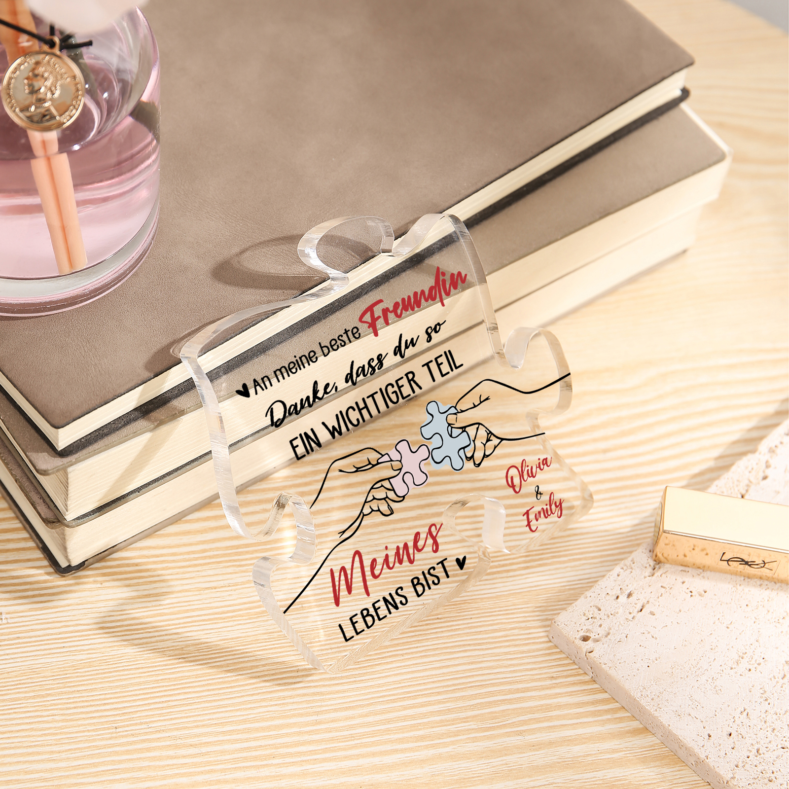 Personalisierte 2 Namen Acryl-Puzzle-Deko – Danke dass du ein so wichtiger Teil meines Lebens bist – Geschenk für Beste Freundin