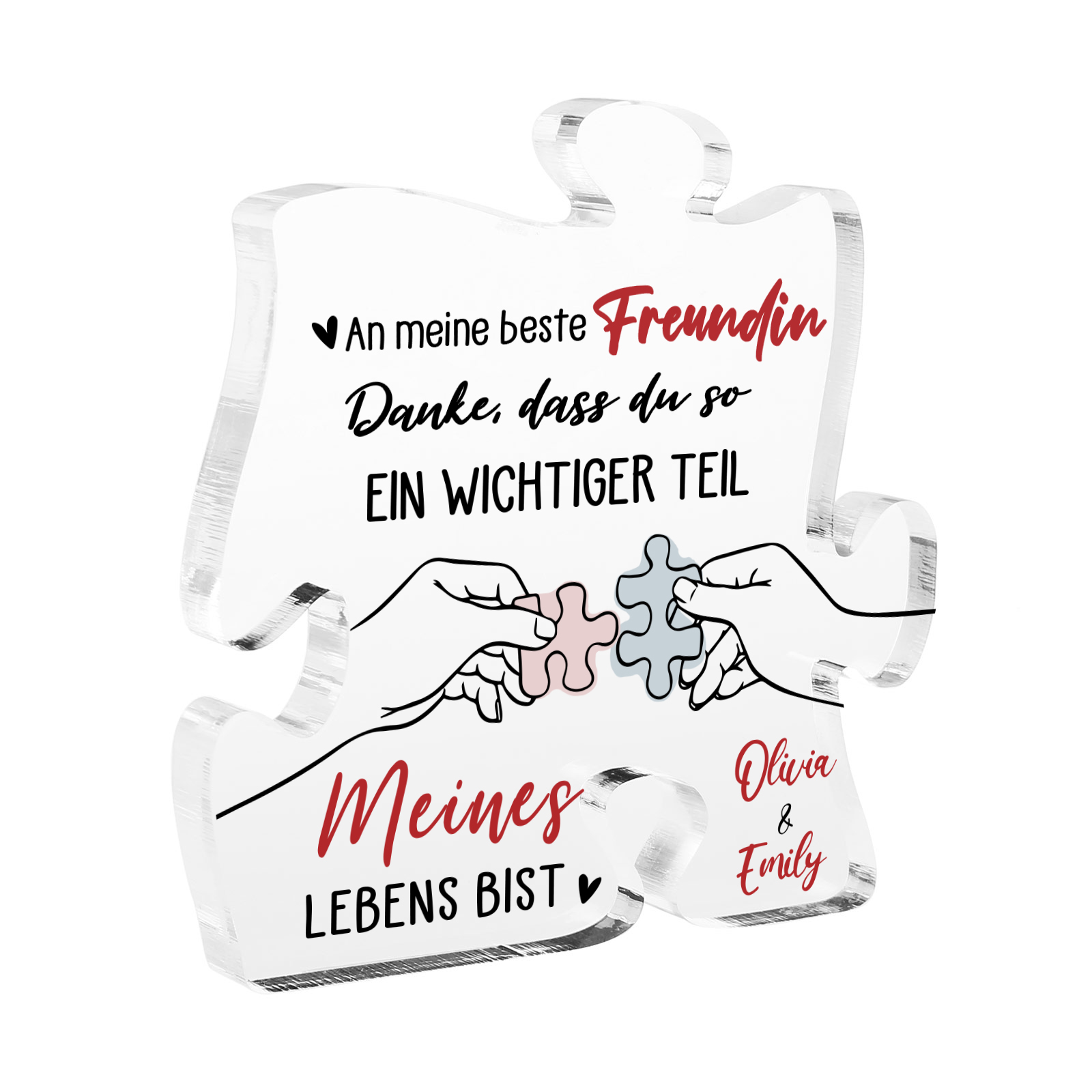 Personalisierte 2 Namen Acryl-Puzzle-Deko – Danke dass du ein so wichtiger Teil meines Lebens bist – Geschenk für Beste Freundin