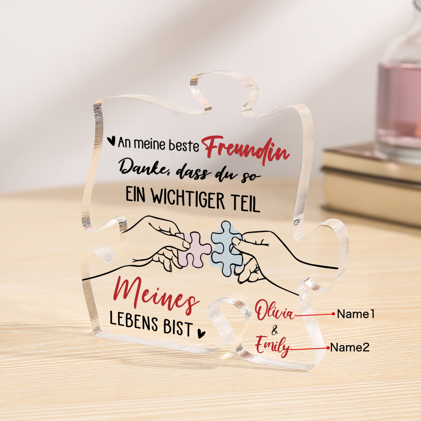 Personalisierte 2 Namen Acryl-Puzzle-Deko – Danke dass du ein so wichtiger Teil meines Lebens bist – Geschenk für Beste Freundin