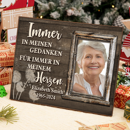 Personalisierter 1 Name & Foto & Datum Gedenk-Holzbild – Immer in meinen Gedanken, für immer in meinem Herzen – Ein liebevolles Andenken an Ihre Liebsten