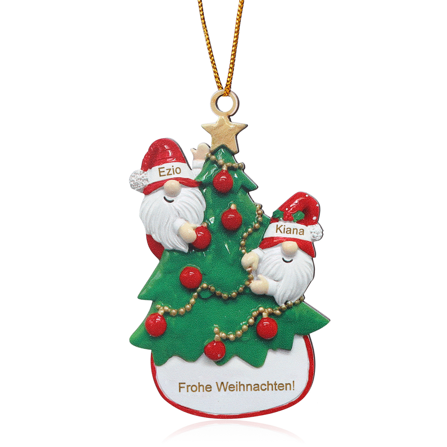 Holz Personalisierte 2-6 Namen & 1 Text Weihnachtsbaum Ornament mit Weihnachtsmännern Weihnachtsanhänger für Familie