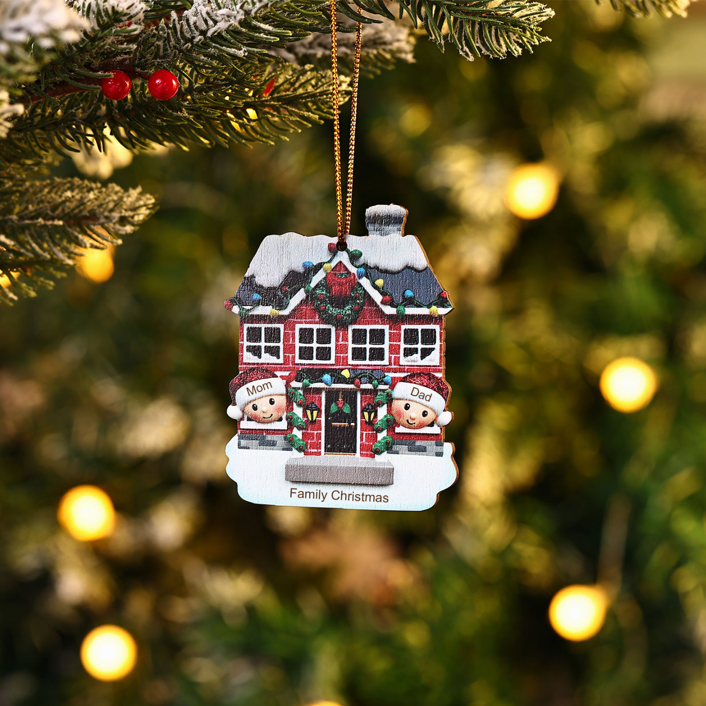 Holz Weihnachtsornament-Personalisierte 2-6 Namen & Text Familien-Weih