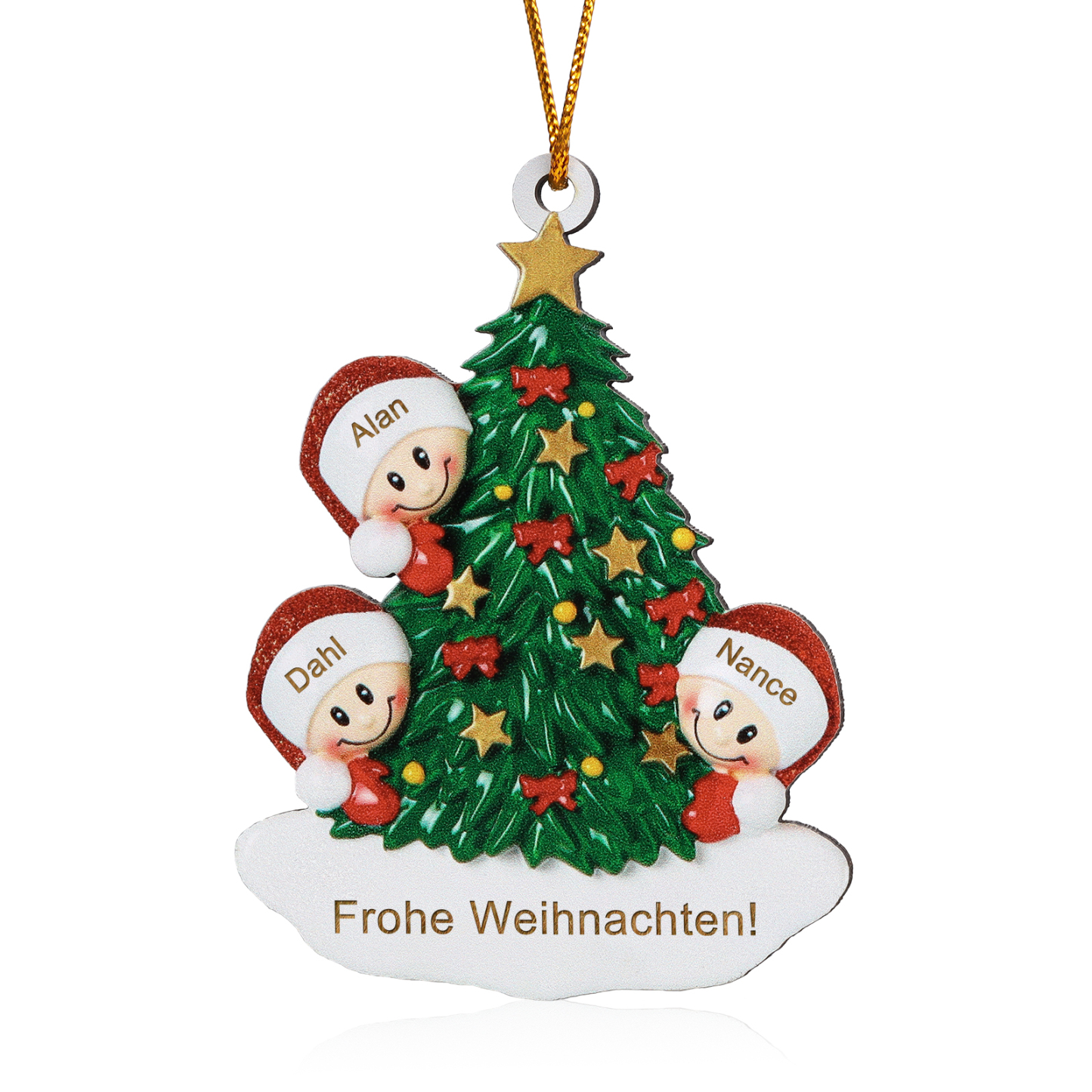 Holz Personalisiertes 3-8 Namen & Text Weihnachtsbaum-Anhänger – Individuelles Weihnachtsornament