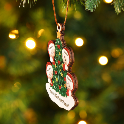 Holz Personalisiertes 3-8 Namen & Text Weihnachtsbaum-Anhänger – Individuelles Weihnachtsornament 