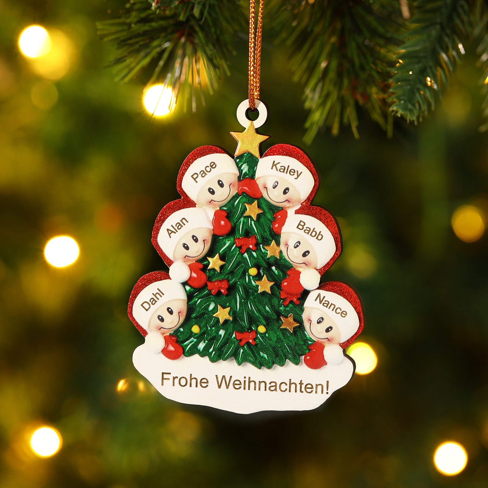 Holz Personalisiertes 3-8 Namen & Text Weihnachtsbaum-Anhänger – Individuelles Weihnachtsornament 