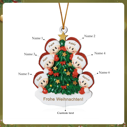 Holz Personalisiertes 3-8 Namen & Text Weihnachtsbaum-Anhänger – Individuelles Weihnachtsornament 