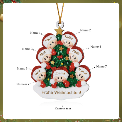 Holz Personalisiertes 3-8 Namen & Text Weihnachtsbaum-Anhänger – Individuelles Weihnachtsornament 