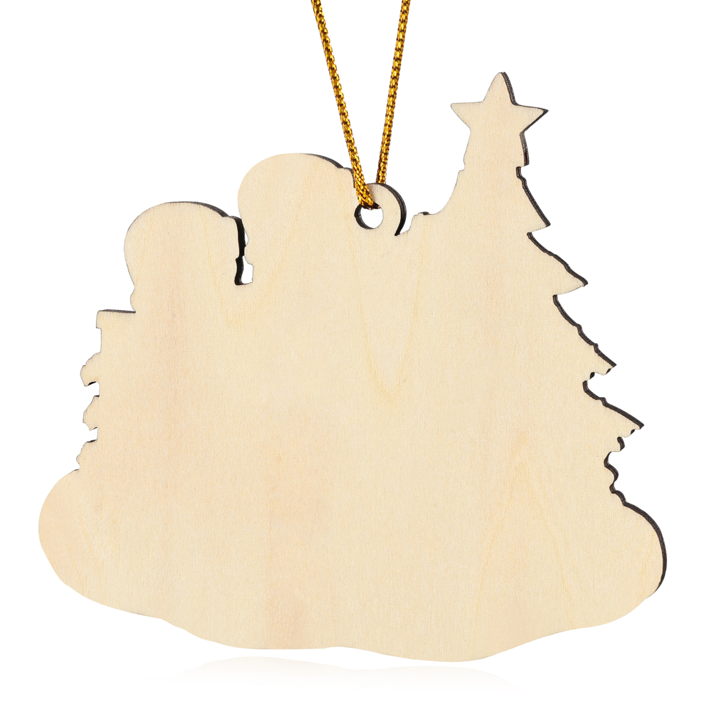 Holz Weihnachtsornament-Personalisierte 2-8 Namen & Text Weihnachtsanhänger mit Weihnachtsbaum & Geschenken für Familie