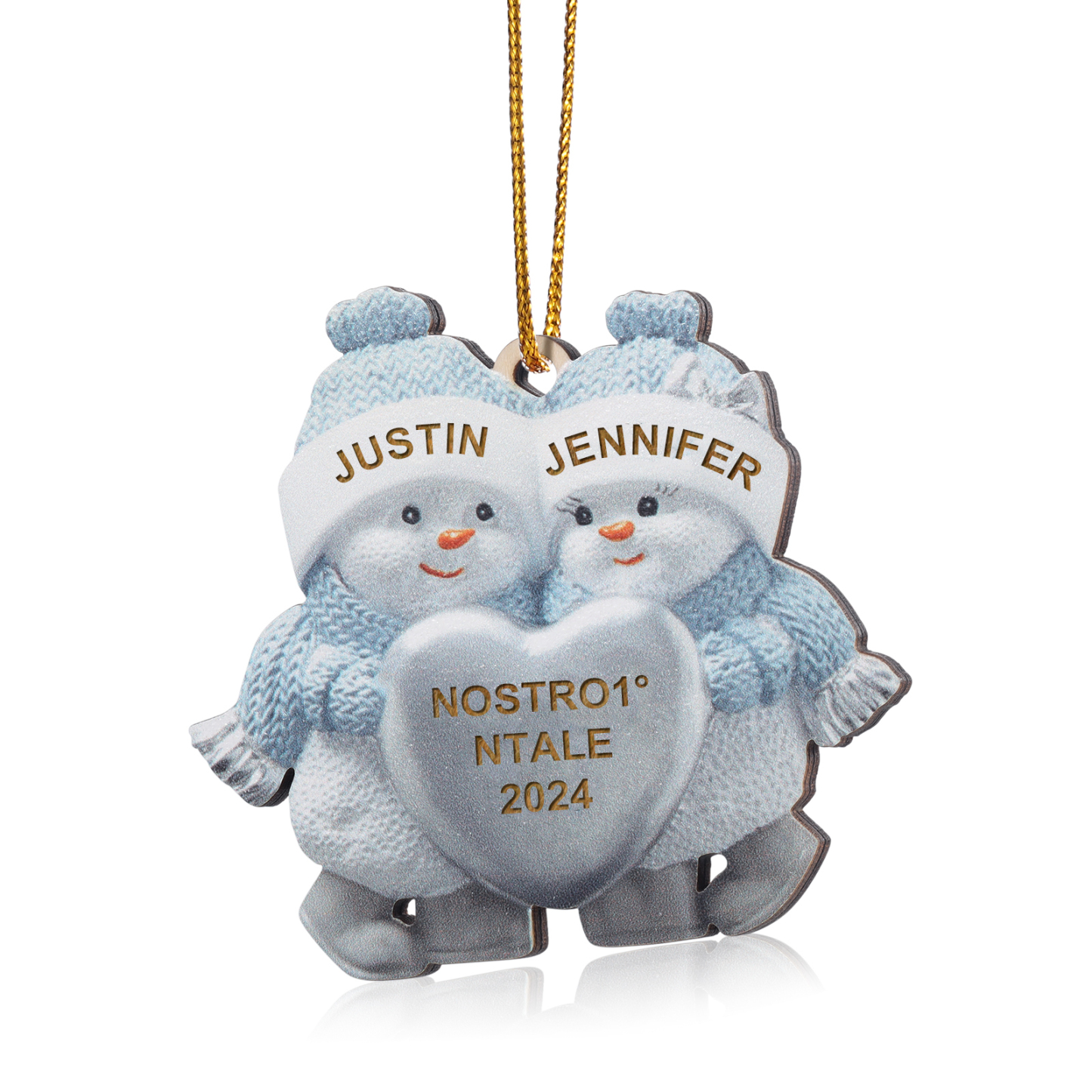 Holz Weihnachtsornament – Personalisierter Text & 2 Namen & Jahr Weihnachtsanhänger für Paar