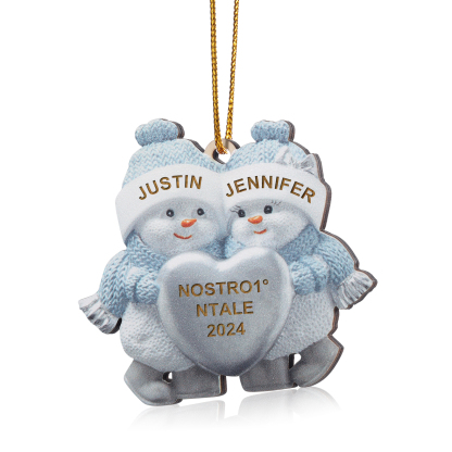 Holz Weihnachtsornament – Personalisierter Text & 2 Namen & Jahr Weihnachtsanhänger für Paar