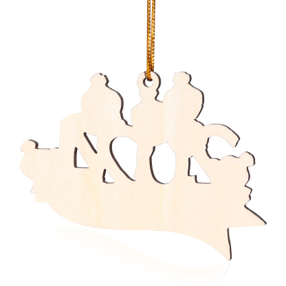 Holz Weihnachtsornament – Personalisierter Text & 2-5 Namen – 2024 Festliche Weihnachtsbaum-Dekoration mit Schneemännern