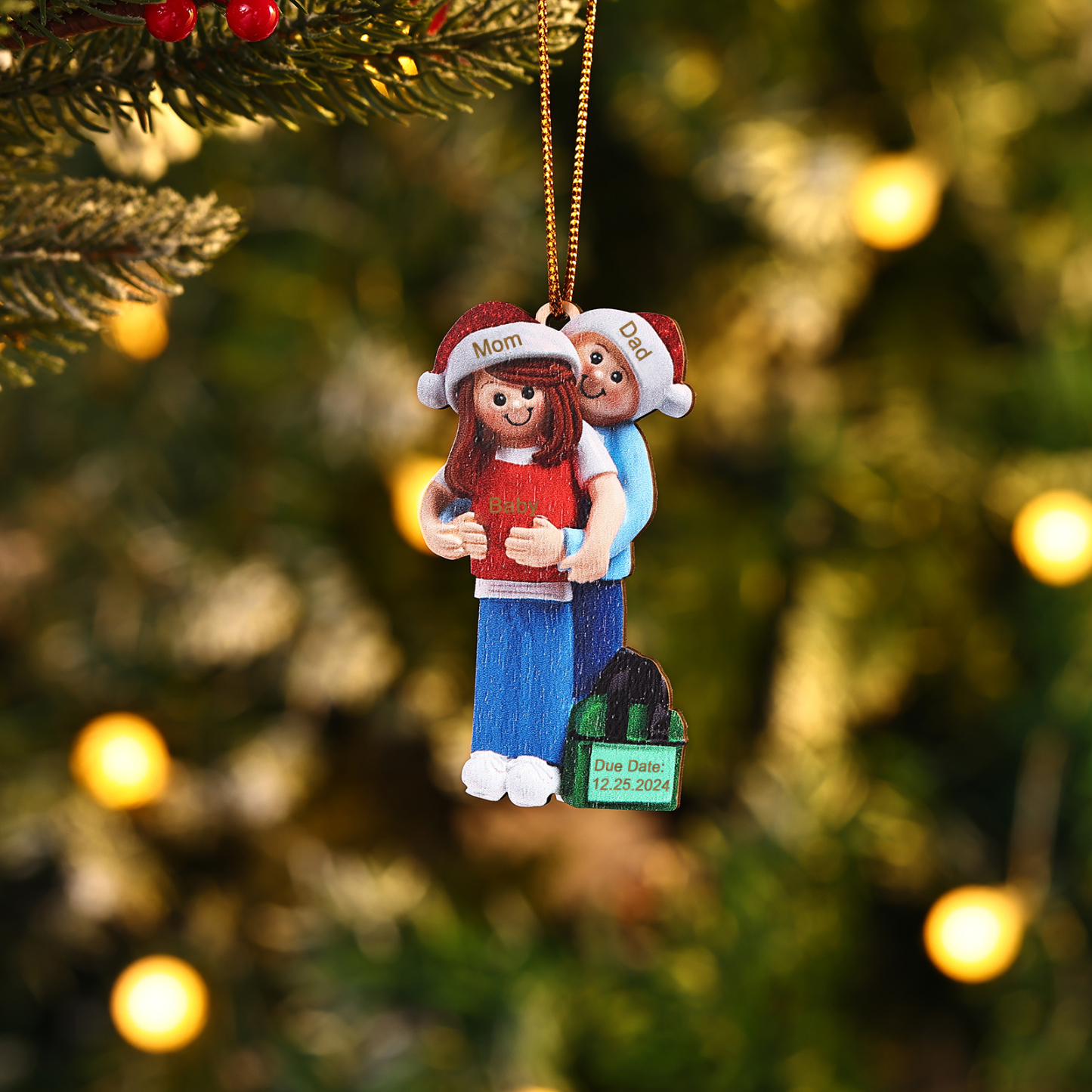 Holz Personalisierte 3-6 Namen & Datum Weihnachtsornament – Familie mi