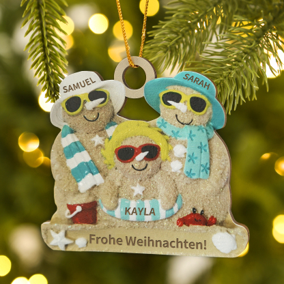 Holz Personalisierter 2-6 Namen & Text Weihnachtsornament – Lustiger Familien-Holzanhänger