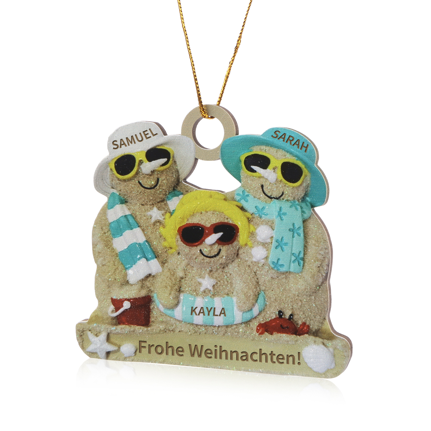 Holz Personalisierter 2-6 Namen & Text Weihnachtsornament – Lustiger Familien-Holzanhänger
