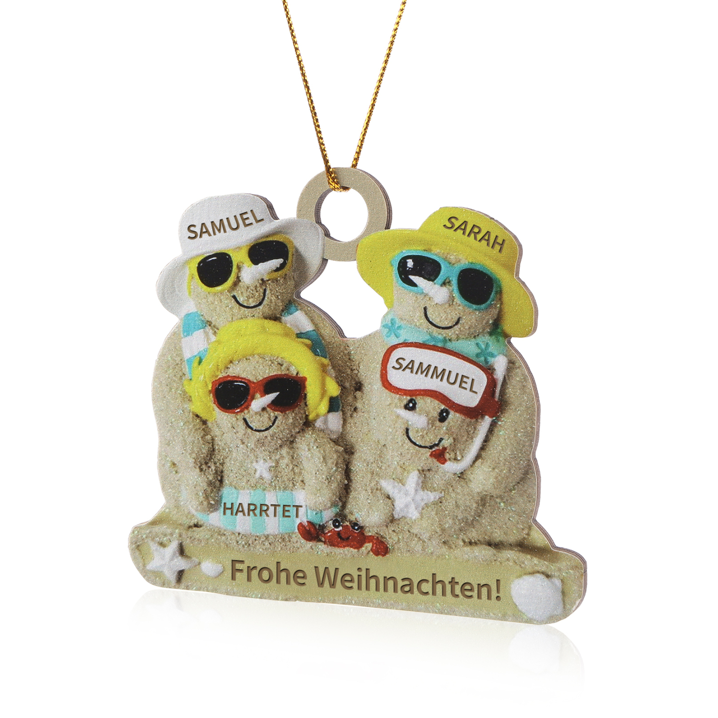 Holz Personalisierter 2-6 Namen & Text Weihnachtsornament – Lustiger Familien-Holzanhänger