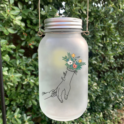 Personalisierte 2-7 Namen Hand in Hand Glasflaschen - Leuchtflasche als einzigartiges Geschenk für Familie