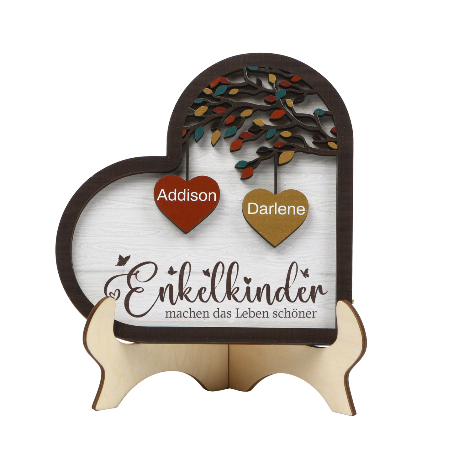 Personalisierte 2-15 Namen Holz Stammbaum Ornament-Enkelkinder machen das Leben schöner-Herz Familienstammbaum Schreibdekoration