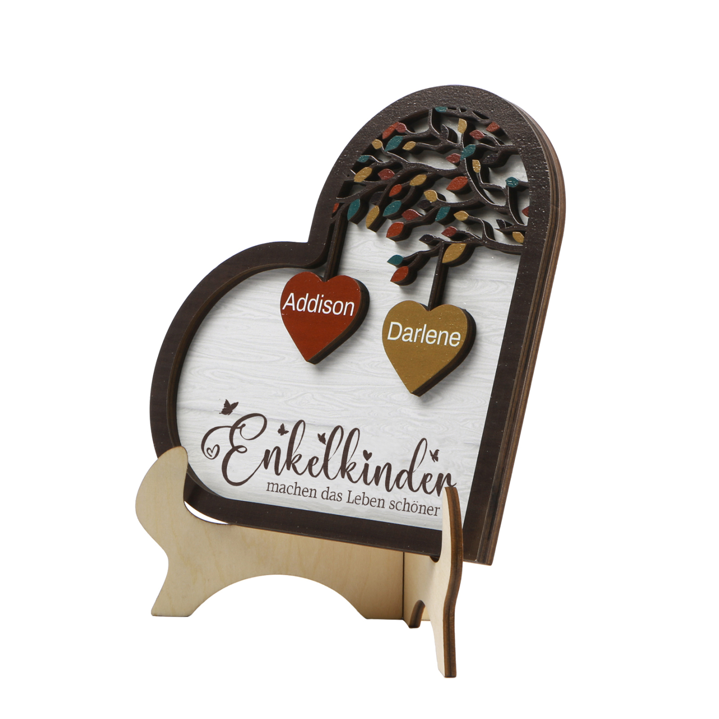 Personalisierte 2-15 Namen Holz Stammbaum Ornament-Enkelkinder machen das Leben schöner-Herz Familienstammbaum Schreibdekoration