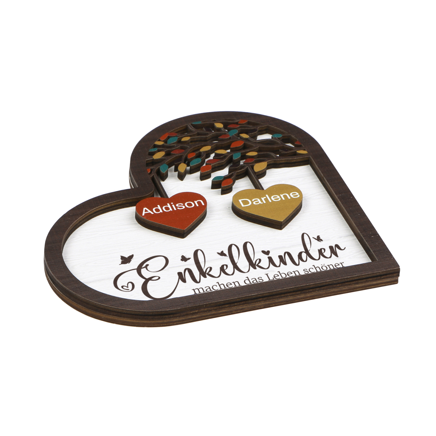 Personalisierte 2-15 Namen Holz Stammbaum Ornament-Enkelkinder machen das Leben schöner-Herz Familienstammbaum Schreibdekoration