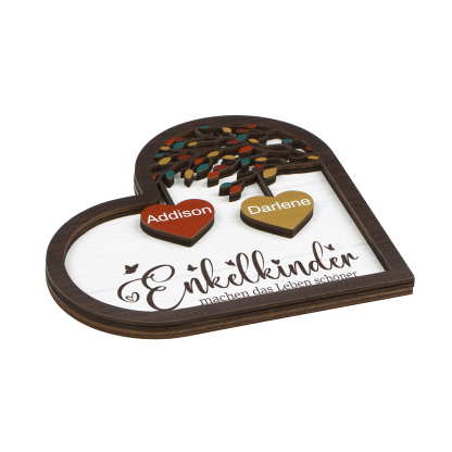 Personalisierte 2-15 Namen Holz Stammbaum Ornament-Enkelkinder machen das Leben schöner-Herz Familienstammbaum Schreibdekoration