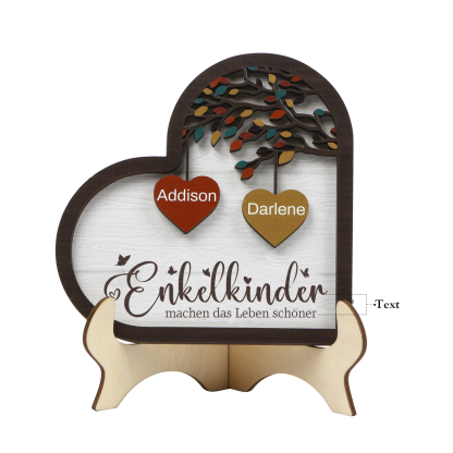 Personalisierte 2-15 Namen Holz Stammbaum Ornament-Enkelkinder machen das Leben schöner-Herz Familienstammbaum Schreibdekoration