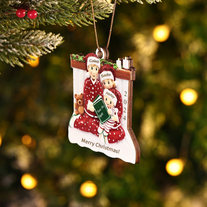 Holz Personalisierter 3-6 Namen Weihnachtsornament – Familie Weihnachtsbaum-Holzanhänger