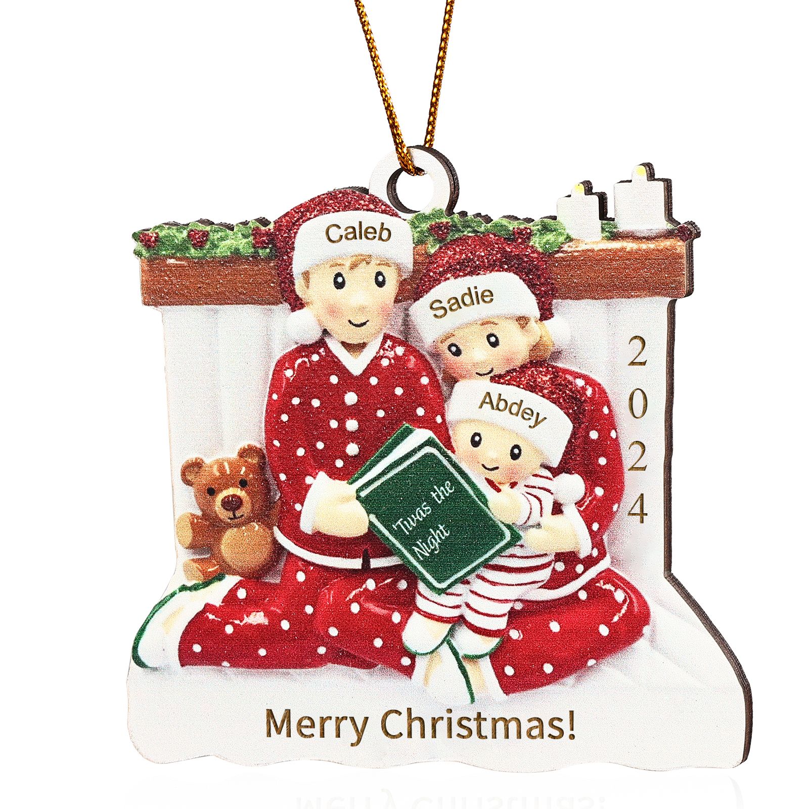 Holz Personalisierter 3-6 Namen Weihnachtsornament – Familie Weihnachtsbaum-Holzanhänger