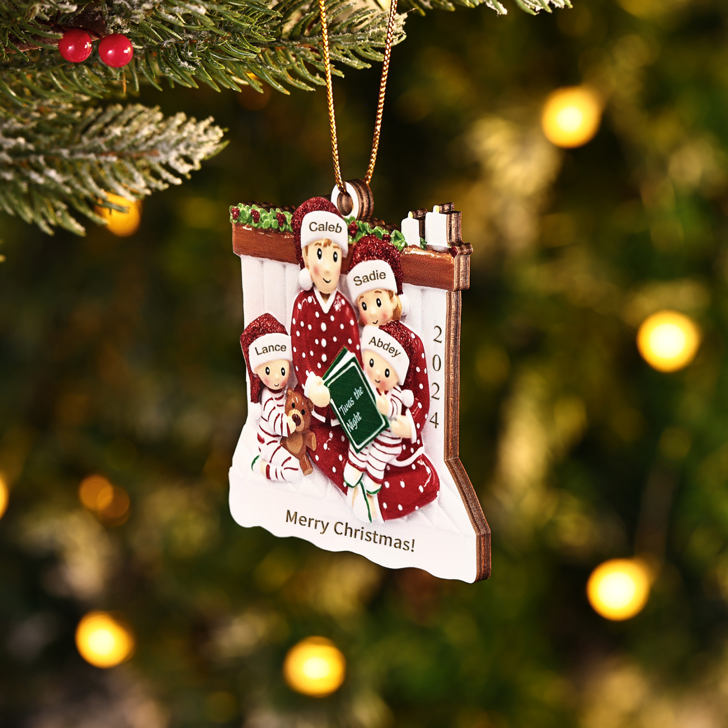 Holz Personalisierter 3-6 Namen Weihnachtsornament – Familie Weihnachtsbaum-Holzanhänger