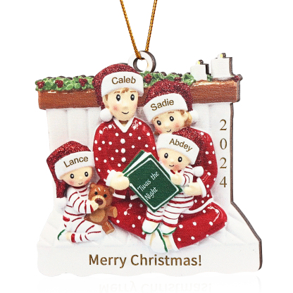 Holz Personalisierter 3-6 Namen Weihnachtsornament – Familie Weihnachtsbaum-Holzanhänger