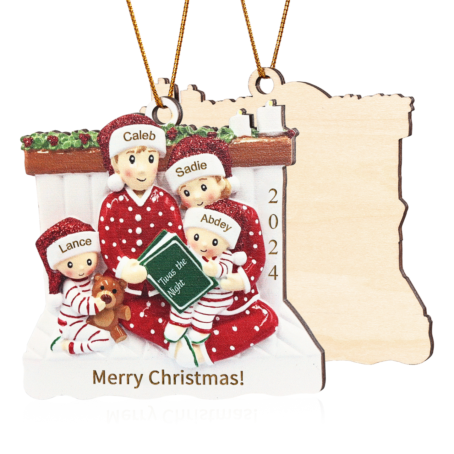 Holz Personalisierter 3-6 Namen Weihnachtsornament – Familie Weihnachtsbaum-Holzanhänger