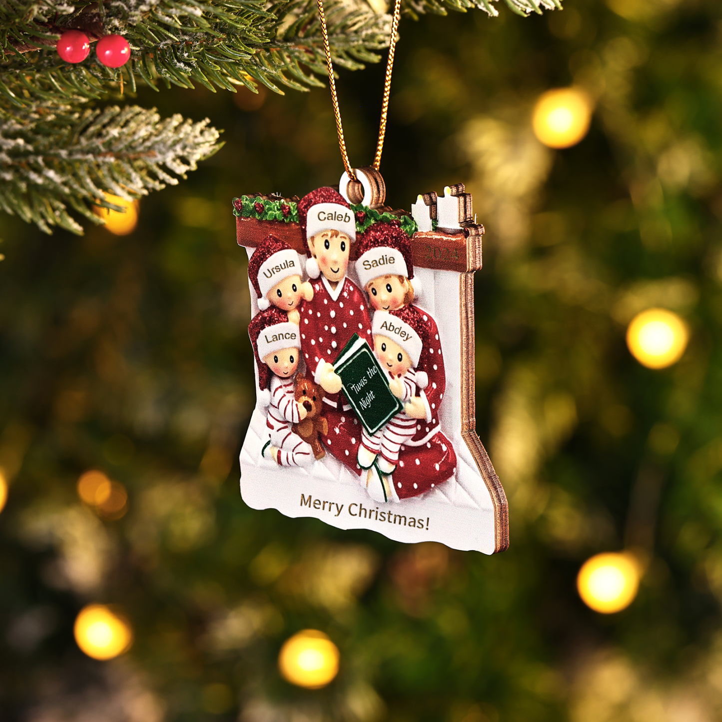 Holz Personalisierter 3-6 Namen Weihnachtsornament – Familie Weihnachtsbaum-Holzanhänger