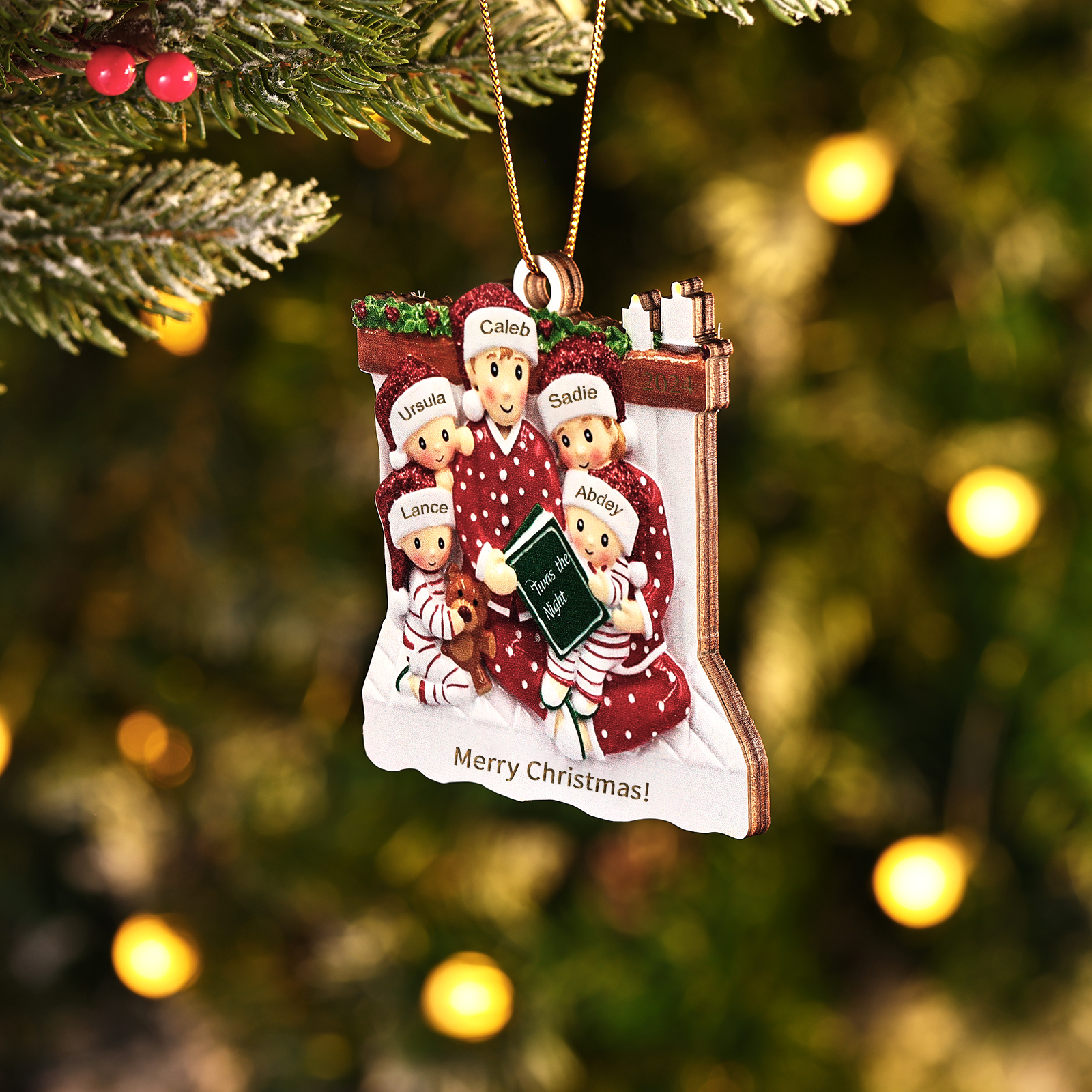 Holz Personalisierter 3-6 Namen Weihnachtsornament – Familie Weihnachtsbaum-Holzanhänger