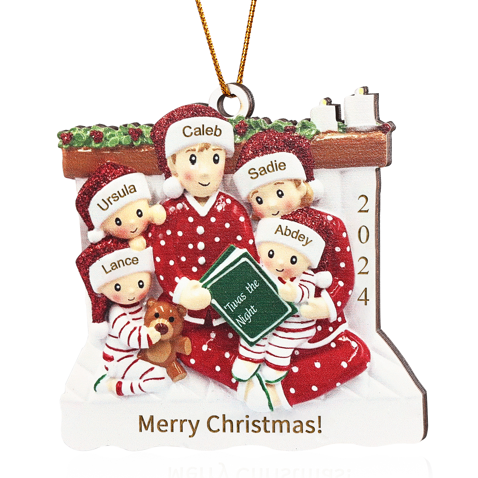 Holz Personalisierter 3-6 Namen Weihnachtsornament – Familie Weihnachtsbaum-Holzanhänger