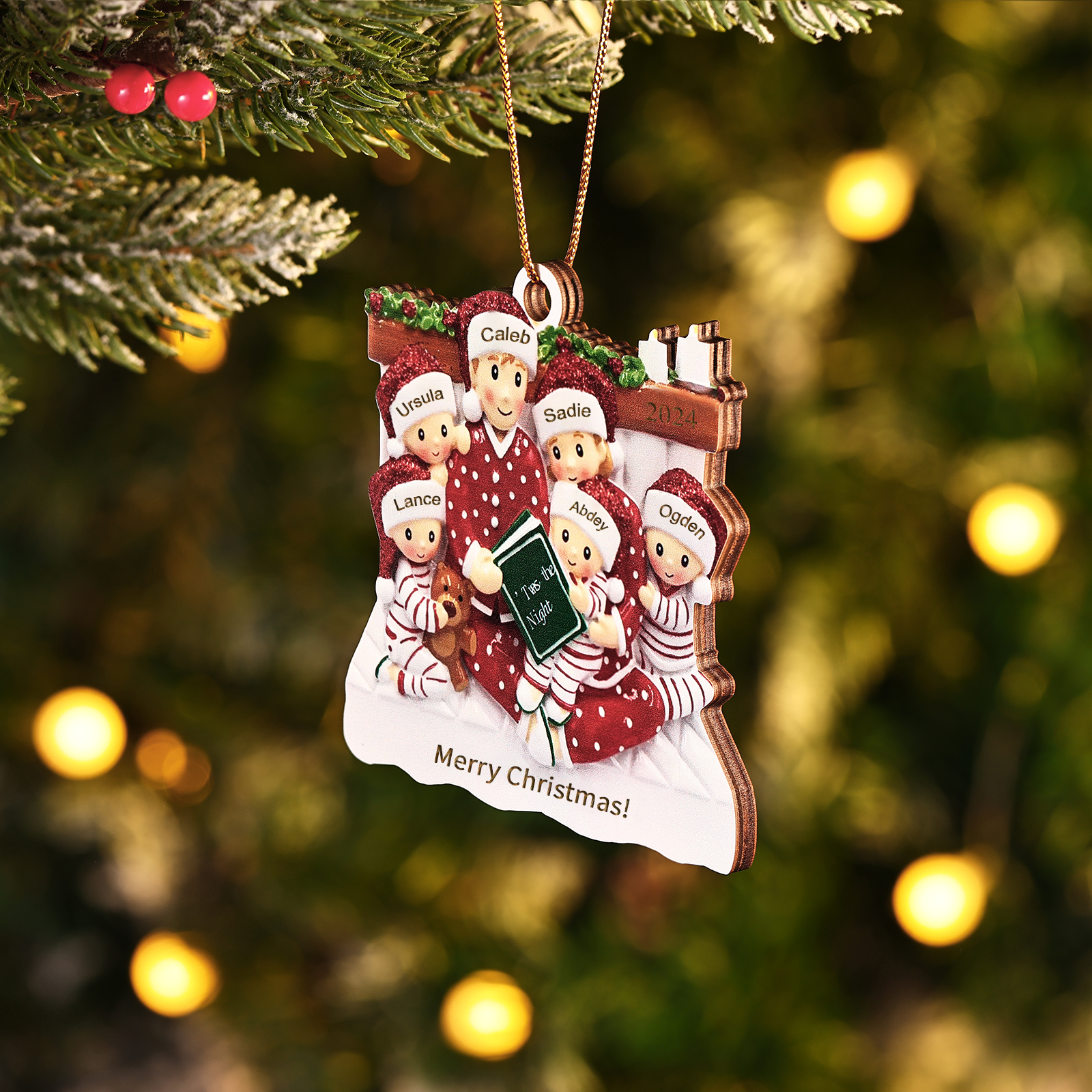 Holz Personalisierter 3-6 Namen Weihnachtsornament – Familie Weihnachtsbaum-Holzanhänger